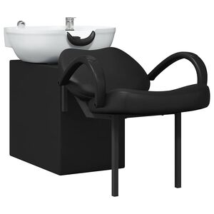 vidaXL Cadeira de Shampoo Manual Preto e Branco 136 x 60 x 92 cm PVC