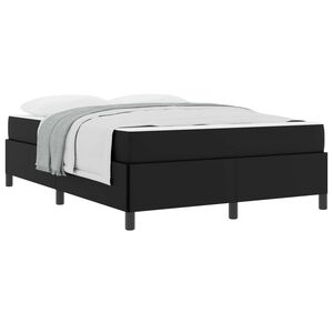vidaXL Estrutura da Cama com colch&atilde;o Preto 140 x 190 cm tecido
