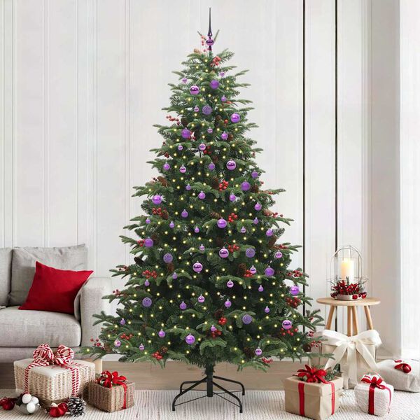 vidaXL &Aacute;rvore de Natal Artificial Verde 240 cm PVC, Metal e Pl&aacute;stico