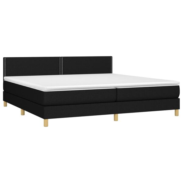 vidaXL Cama box spring c/ colch&atilde;o e LED 200x200 cm tecido preto