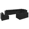 vidaXL 9 pcs conjunto lounge de jardim c/ almofad&otilde;es vime PE preto