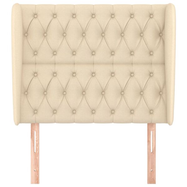 vidaXL Cabeceira de cama c/ abas tecido 93x23x118/128 cm creme