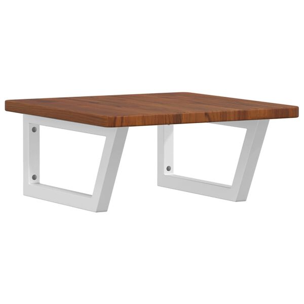 vidaXL Prateleira de parede p/ lavat&oacute;rio a&ccedil;o/madeira carvalho maci&ccedil;a