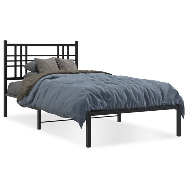vidaXL Estrutura de cama com cabeceira 107x203 cm metal preto