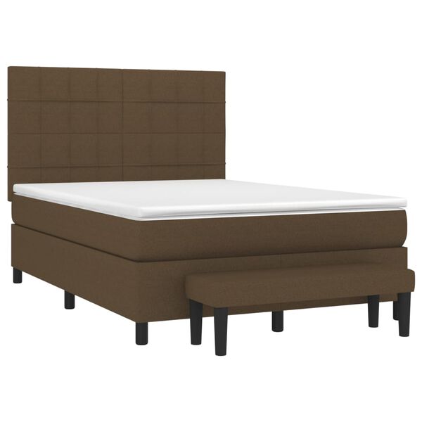 vidaXL Cama com molas/colch&atilde;o 140x190 cm tecido castanho-escuro