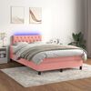 vidaXL Cama box spring c/ colch&atilde;o/LED 120x200 cm veludo rosa