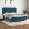 vidaXL Cama box spring c/ colch&atilde;o/LED 180x200 cm veludo azul-escuro