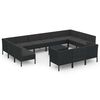 vidaXL 14 pcs conjunto lounge de jardim c/ almofad&otilde;es vime PE preto