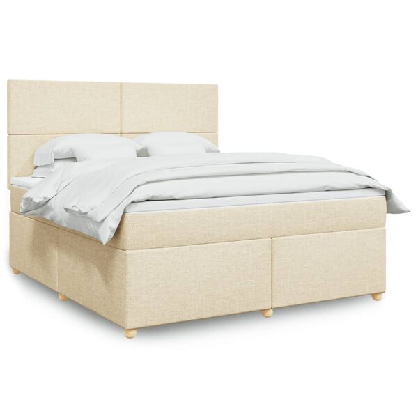 vidaXL Cama com molas/colch&atilde;o 180x200 cm tecido cor creme