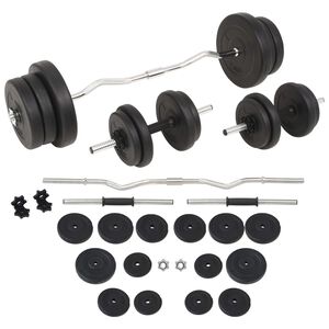 vidaXL Conjunto de barras e halteres 60 Kg