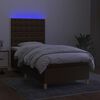 vidaXL Cama box spring c/ colch&atilde;o/LED 80x200cm tecido castanho-escuro