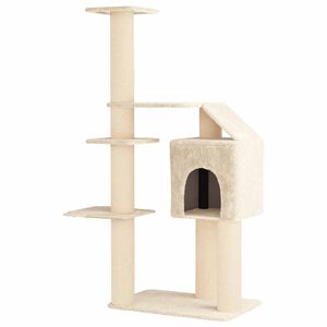 vidaXL &Aacute;rvore para gatos com postes de sisal Creme 183 cm
