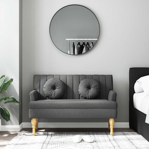 vidaXL Banco c/ almofadões 113x64,5x75,5 cm tecido cinzento-escuro