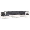 vidaXL 8 pcs conj. lounge de jardim c/ almofad&otilde;es pinho maci&ccedil;o branco