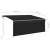 vidaXL Toldo autom&aacute;tico c/ estore/LED/sensor de vento 3x2,5m antracite