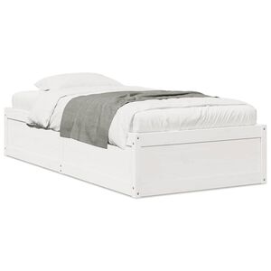 vidaXL Cama sem colch&atilde;o 75x190 cm madeira de pinho maci&ccedil;a branco