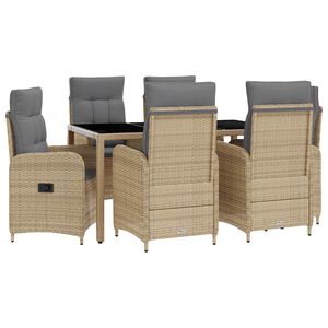 vidaXL Conjunto de Jantar para Exterior 7 unid. Bege e Cinza Claro