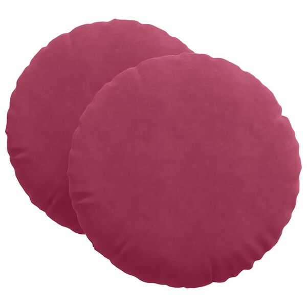 vidaXL Almofadas de Assento 2 pcs Vinho Vermelho &Oslash; 40 x 13 cm Veludo
