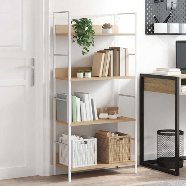 vidaXL Estante com 4 prateleiras derivados de madeira cor carvalho