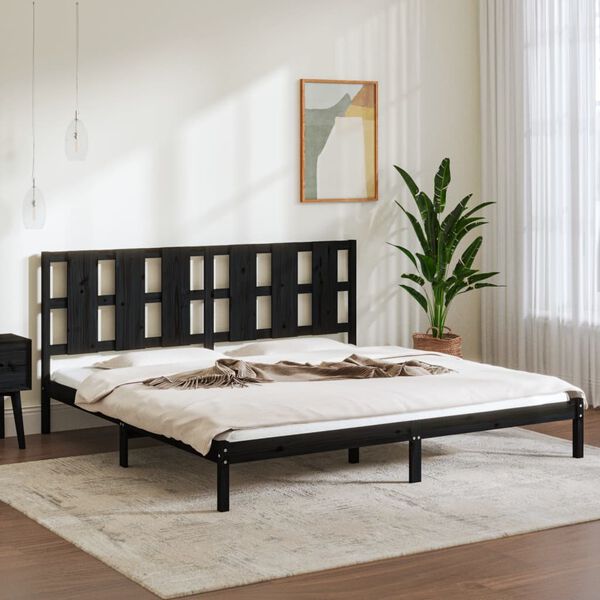 vidaXL Estrutura de cama 200x200 cm pinho maciço preto