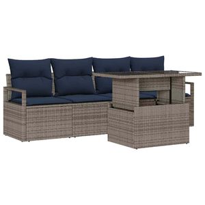 vidaXL Conjunto de Sof&aacute; de Jardim 5 pcs Cinzeto vime PE