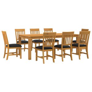 vidaXL Conjunto de sala de jantar 9 unid. Preto