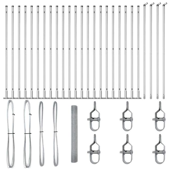 vidaXL Poste de Cerca Prateado 50 x 1,2 m (malha de 12 x 12 mm) A&ccedil;o