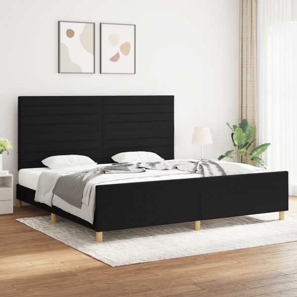 vidaXL Estrutura de cama sem colch&atilde;o 200x200 cm tecido preto