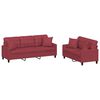 vidaXL 2 pcs conjunto sof&aacute;s c/ almofadas couro artif. vermelho tinto