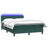 vidaXL Cama box spring c/ colch&atilde;o e LED 160x210 cm veludo verde escuro
