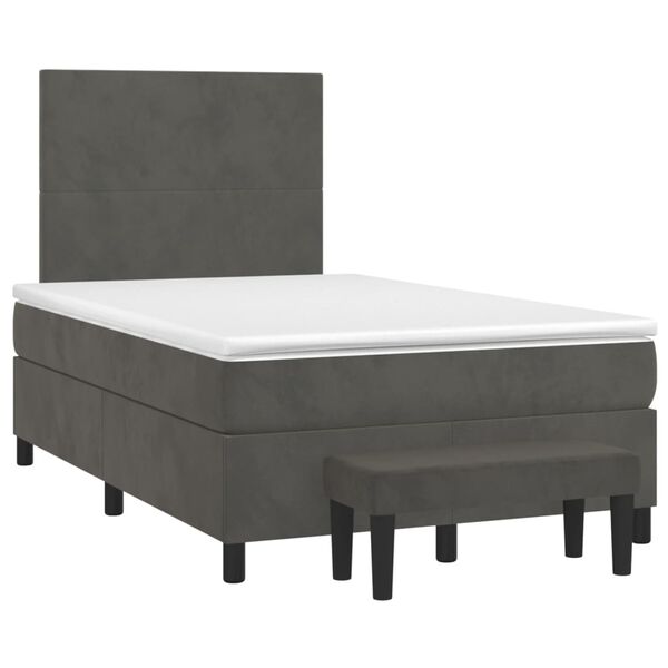 vidaXL Cama boxspring com colch&atilde;o 120x200 cm veludo cinzento-escuro