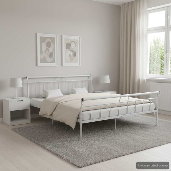 vidaXL Estrutura de cama 160x200 cm metal branco