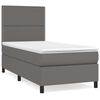 vidaXL Cama com molas/colch&atilde;o 90x190 cm couro artificial cinzento