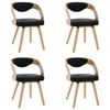 vidaXL Cadeiras jantar 4 pcs madeira curvada e couro artificial preto