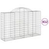vidaXL Cestos gabi&atilde;o arqueados 12pcs 200x50x120/140 ferro galvanizado