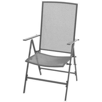 vidaXL 3 pcs conjunto bistrô c/ cadeiras dobráveis aço antracite