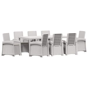 vidaXL Conjunto de Jantar para Jardim 9 unid. Branco e Cinzento-Claro