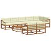 vidaXL Conjunto de Sof&aacute;s para Exterior 9 pcs Natural e Creme