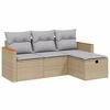 vidaXL 4 pcs conj. sof&aacute;s jardim c/ almofad&otilde;es vime PE bege misturado