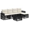 vidaXL Conjunto de Sof&aacute; de Jardim 6 unid. Preto e Branco Creme vime PE