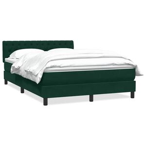 vidaXL Cama com molas/colch&atilde;o 160x220 cm veludo verde-escuro