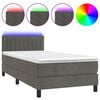 vidaXL Cama box spring c/ colch&atilde;o/LED 90x200 cm veludo cinzento-escuro