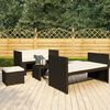 vidaXL 5 pcs conjunto lounge de jardim c/ almofadões vime PE preto