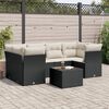 vidaXL 7 pcs conjunto de sof&aacute;s p/ jardim c/ almofad&otilde;es vime PE preto