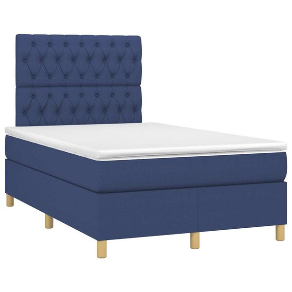 vidaXL Cama boxspring com colch&atilde;o 120x190 cm tecido azul