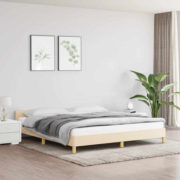 vidaXL Estrutura de cama sem colch&atilde;o 180x200 cm tecido cor creme