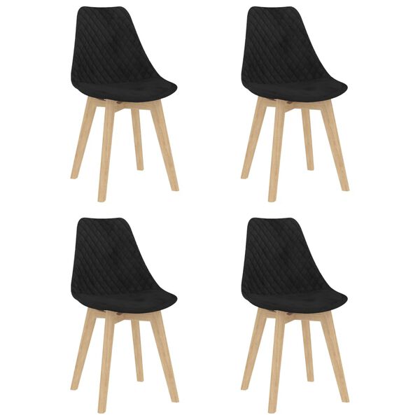 vidaXL Cadeiras de jantar 4 pcs veludo preto