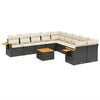 vidaXL 11 pcs conjunto sof&aacute;s de jardim c/ almofad&otilde;es vime PE preto