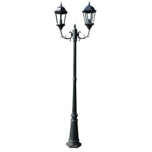 vidaXL Candeeiro jardim c/ 2 bra&ccedil;os 230cm alum&iacute;nio verde-escuro/preto