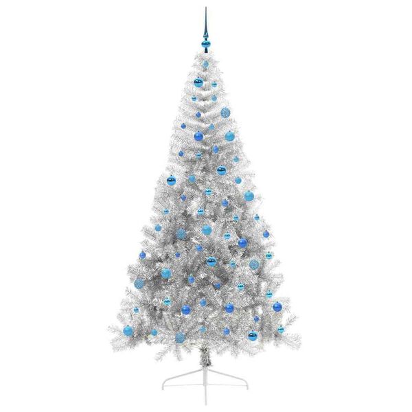 vidaXL &Aacute;rvore de Natal Artificial Pr&eacute;-iluminada Prateado 240 cm PET